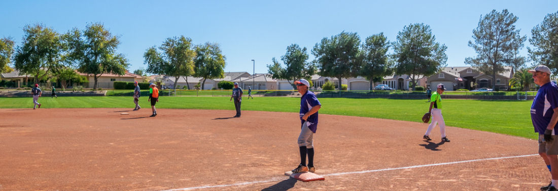 Seniors playing softball in the Sun Cities Softball League